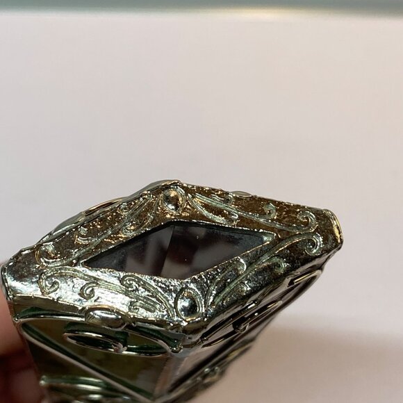 Slag Stained Glass Kaleidoscope Purple Green Art Glass Silver Swirl Accents - Picture 2 of 10